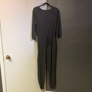 BeBop Charcoal Long Sleeve Drawstring Jumpsuit